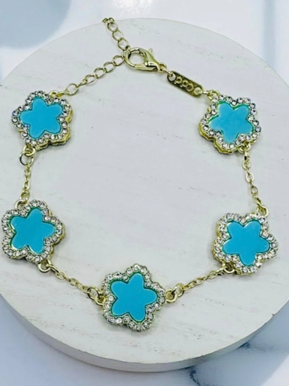 Camille Flower Bracelet in Blue